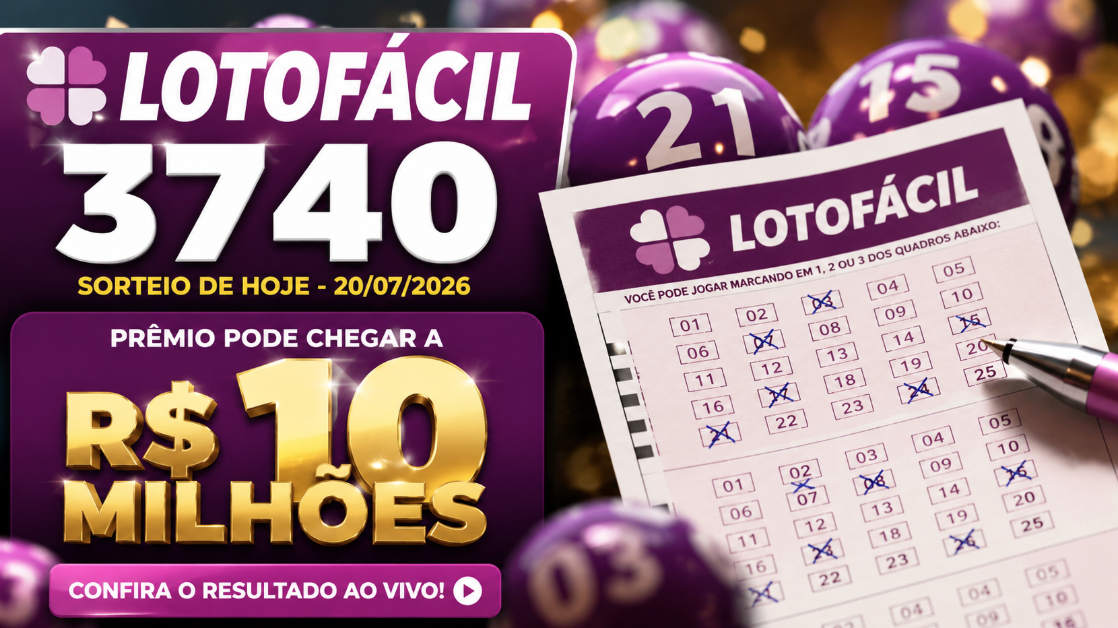 Lotofácil 3740 de hoje pode pagar até R$ 10 milhões; sorteio acontece nesta segunda (20) 1 resultado lotofacil 3740