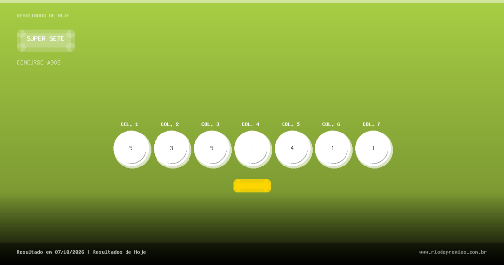 Super Sete 908: resultado de 07/10/2026 e premiação 1 Super Sete 908: resultado de 07/10/2026 e premiação
